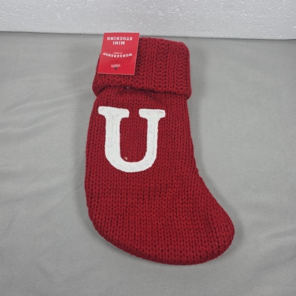 Letter U Wondershop Monogram Mini Christmas Stocking Initial Red Knit Target
